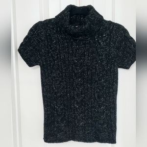 Shimmery Black/Gold Jones New York Turtle Neck Short Sleeve Knit Sweater, small